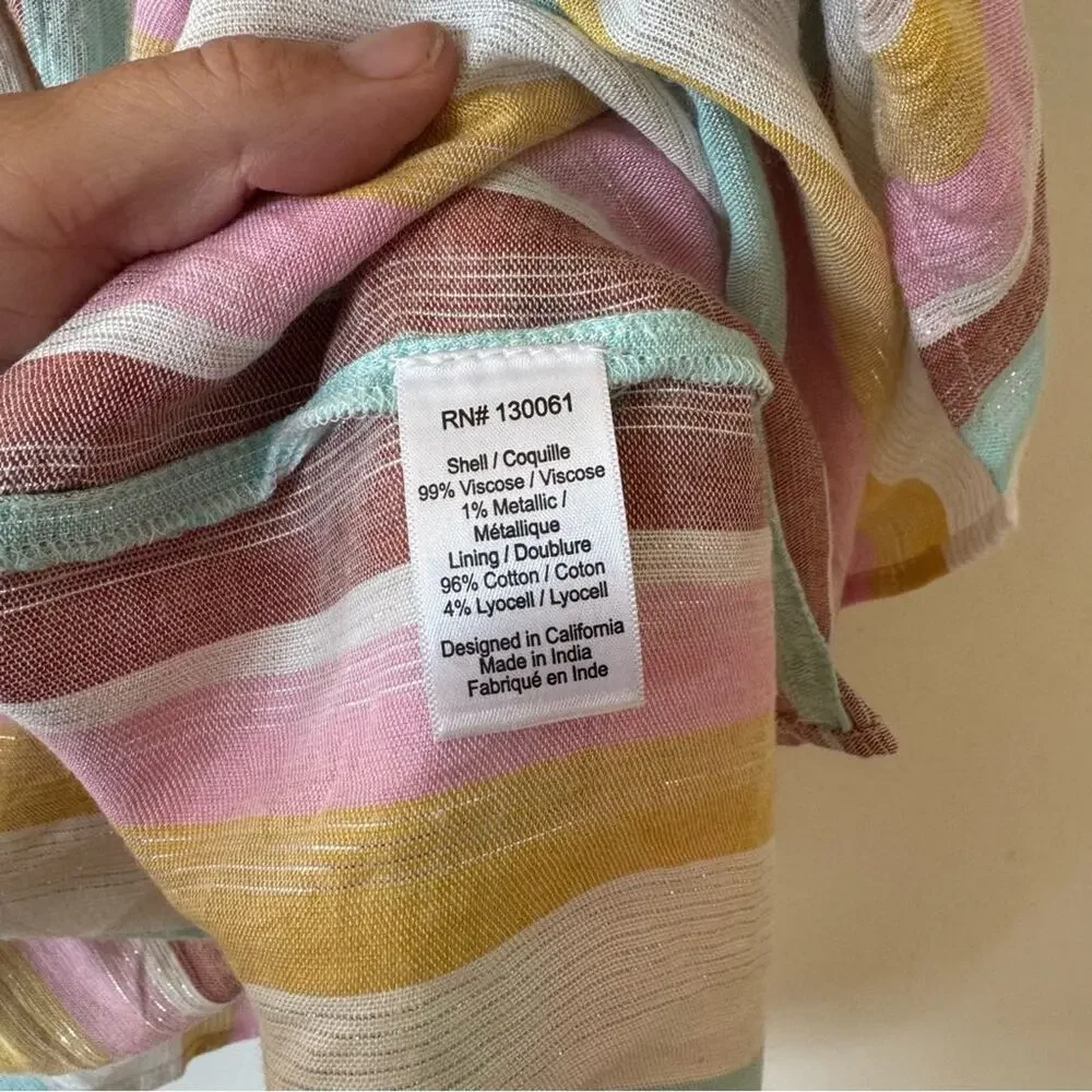 NWOT L*Space Isabella Metallic Almalfi Coast Striped Babydoll Dress Coverup M - Picture 10 of 13